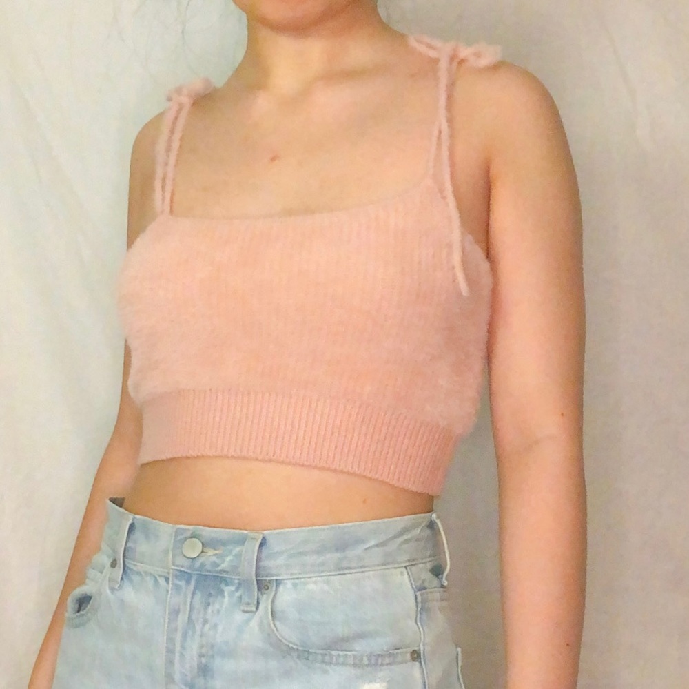 Isabelle’s cabinet Pink fluffy fuzzy crop top